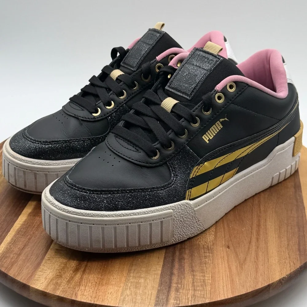 Puma Women's Size 6 1/2 C Cali Star Glitter Gold Pink Platform Sneakers 0607